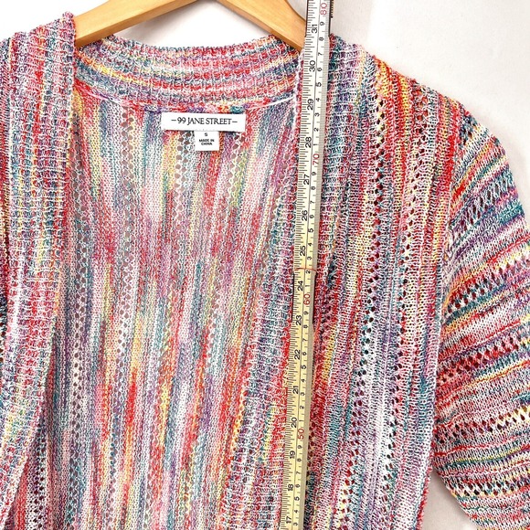 99 Jane Street Open Cardigan Sweater Womens Size S Multicolored Boho Lightweight - Picture 6 of 11